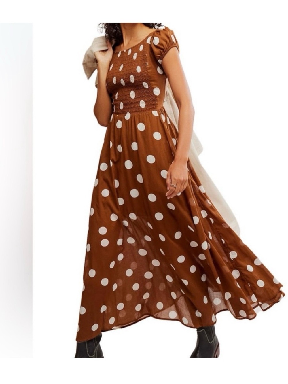 Free People Brown Polka Dot Backless Maxi Dress - Picture 2 of 4